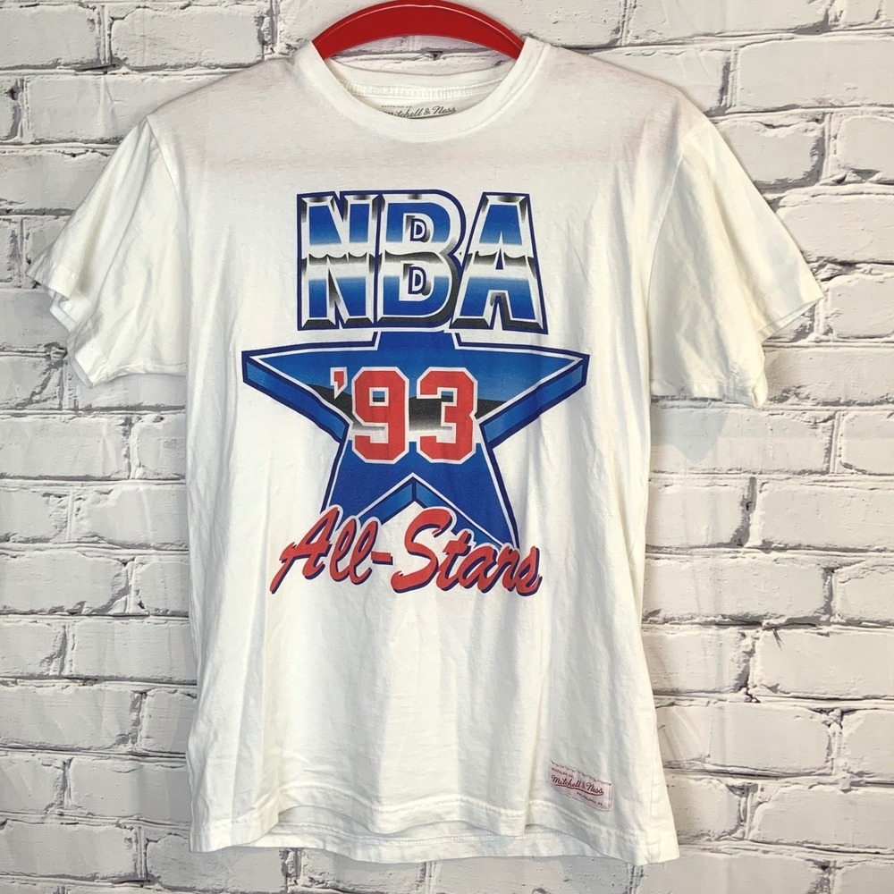 Mitchell & Ness NBA All-Stars 1993 T-Shirt Mens M White Retro Graphic Tee Sport